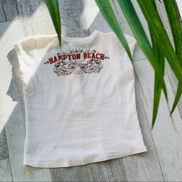 Pologarage Hampton Beach WAFLE Tee Tshirt crop top - Picture 4 of 8